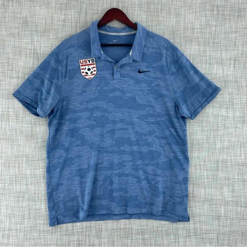 USYS nike Zonal Cooling golf shirt camo blue Mens Size XL 2649
